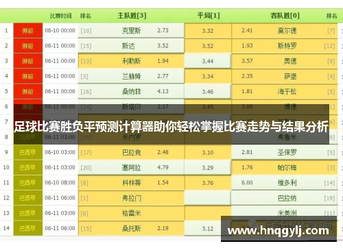 足球赛事分析，利用固定奖金计算器精准预测胜平负